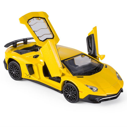 iLooboo Alloy Collectible Lambo Aventador Toy Vehicle Pull Back Die-Cast Car Model with Lights and Sound