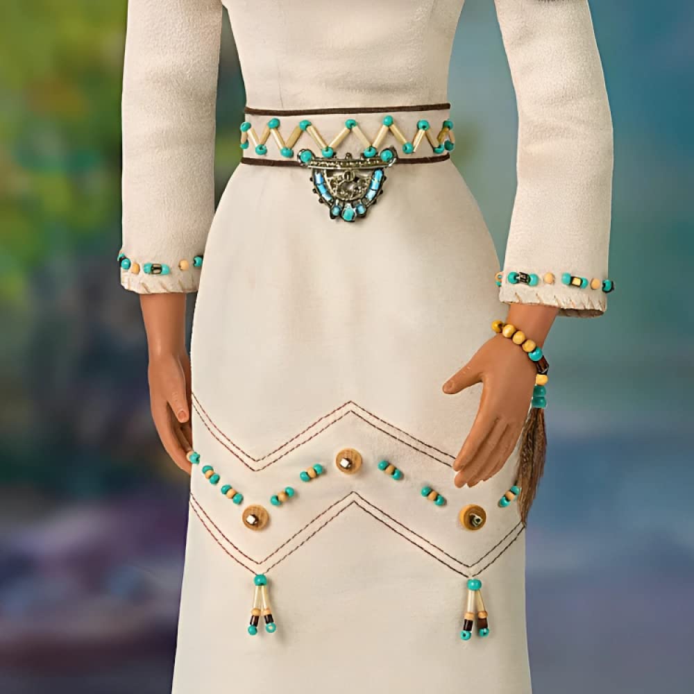 The Ashton-Drake Galleries Dyani Deer Maiden of The Morning Star Native American Poseable Portrait Doll with Deer Figures and Hand Sewn Beaded