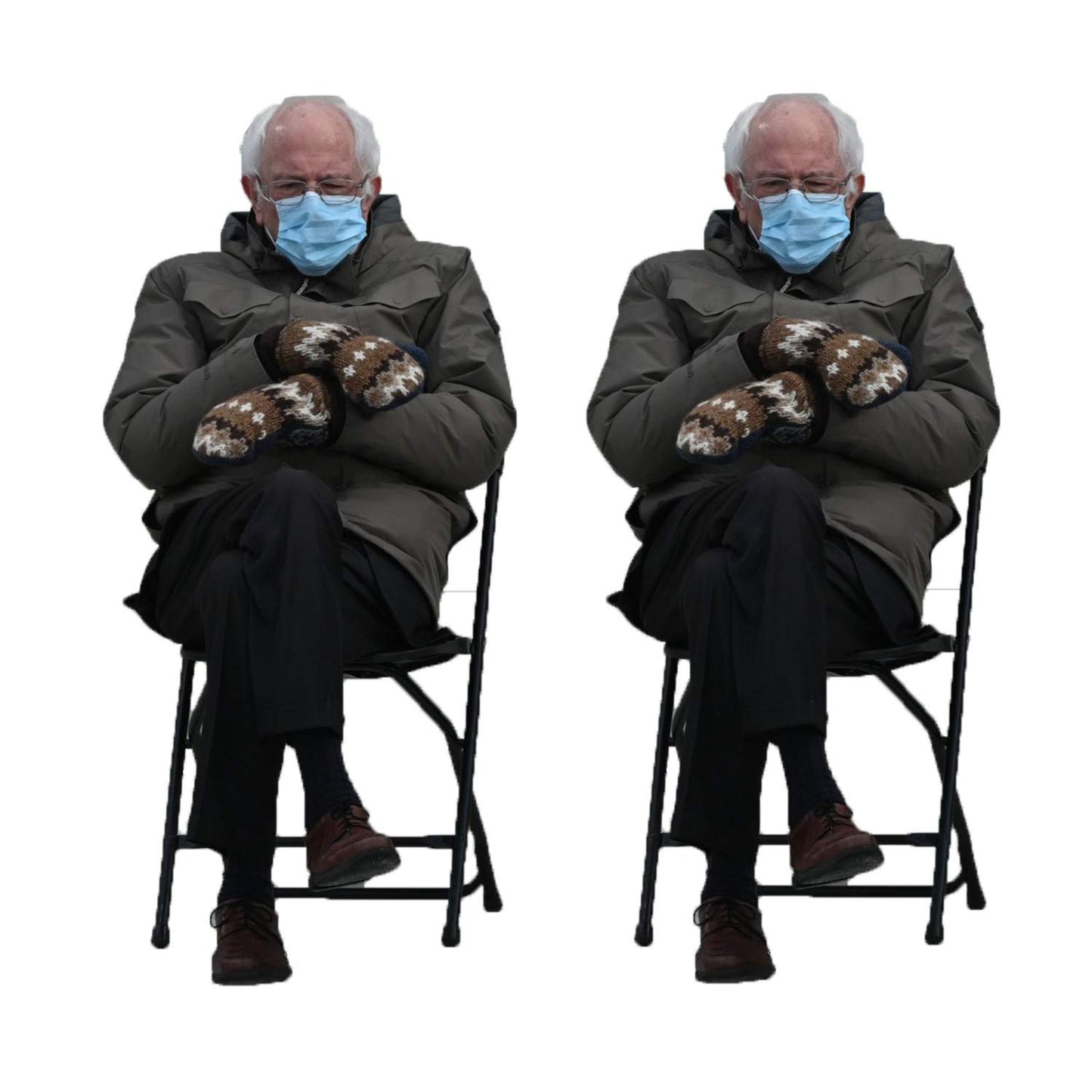 Bernie Sanders Mittens Sitting Inauguration Giant Sticker - 8.3" by 4" Clear Background so You can Put Bernie Anywhere! Indoor Sticker - Make Your Own
