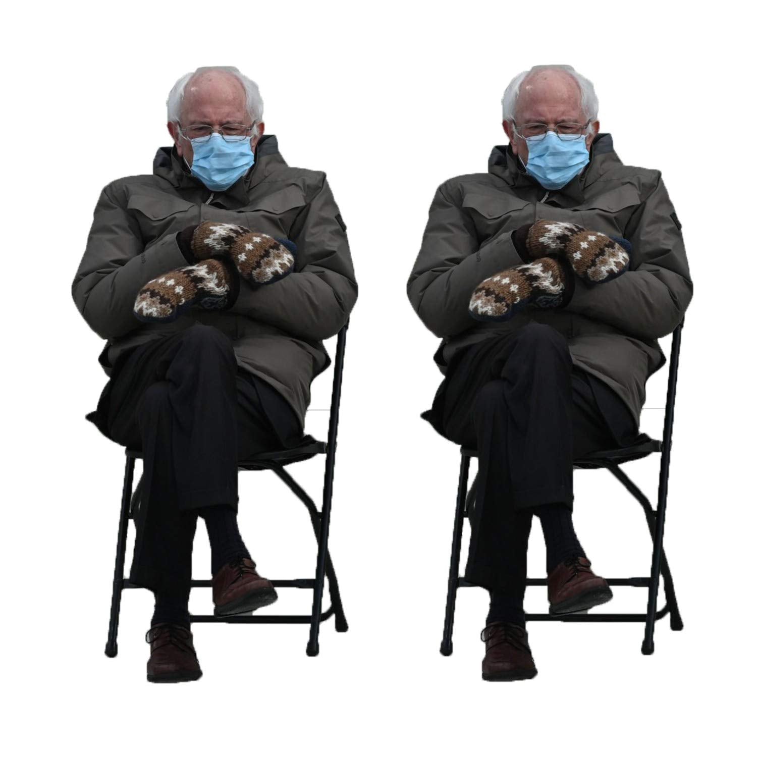 Bernie Sanders Mittens Sitting Inauguration Giant Sticker - 8.3" by 4" Clear Background so You can Put Bernie Anywhere! Indoor Sticker - Make Your Own
