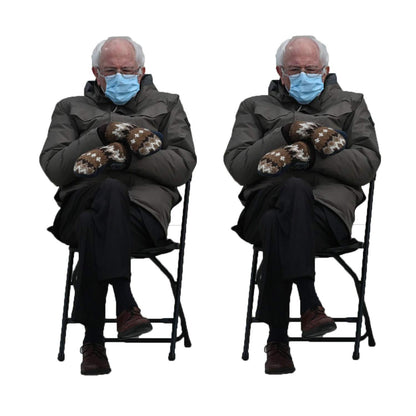 Bernie Sanders Mittens Sitting Inauguration Giant Sticker - 8.3" by 4" Clear Background so You can Put Bernie Anywhere! Indoor Sticker - Make Your Own