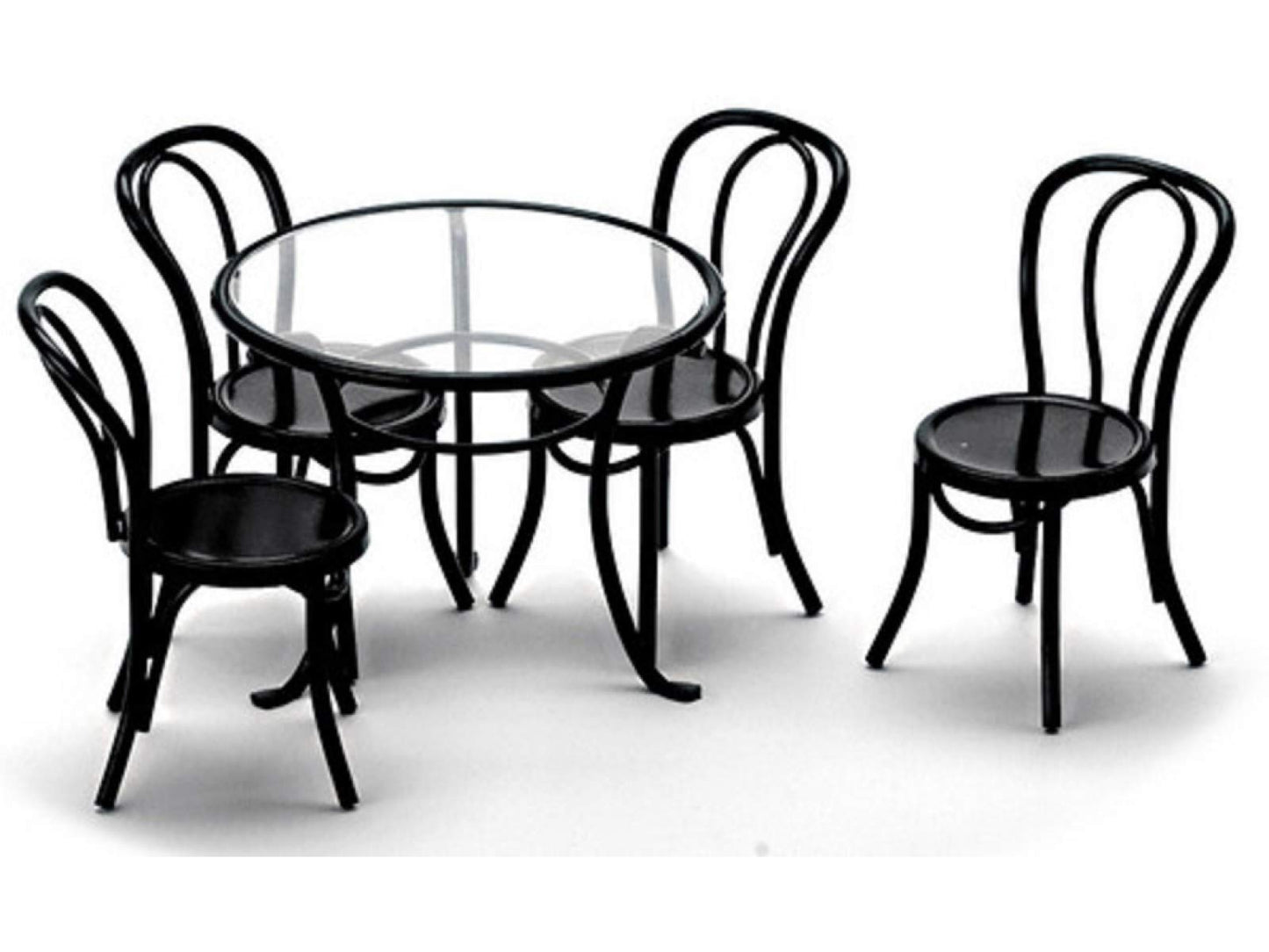 Dollhouse Miniature Black Patio Table & 4 Chairs