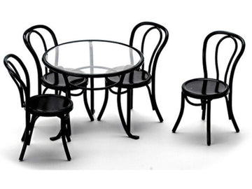 Dollhouse Miniature Black Patio Table & 4 Chairs
