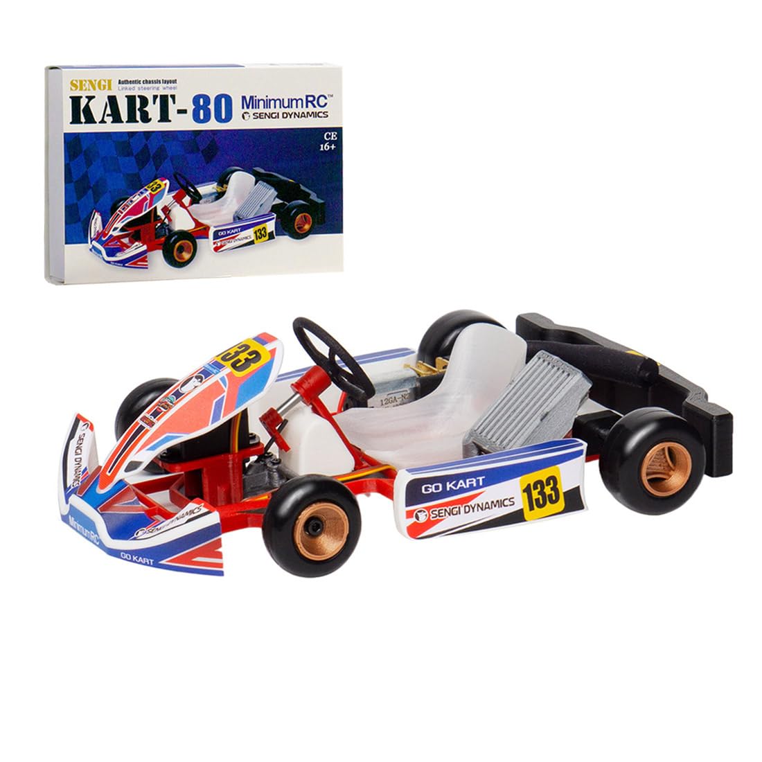 MakerTopia Mini RC Kart Model, 1/32 Scale 2.4G Mini RC Kart Assembly Model, Kart-80 DIY Remote Control Hobby Racing Drift Car RC Electric Mini Racing