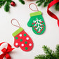 Fun Express 4 1/4" x 6" Mitten Christmas Ornament Red & Green Craft Kit - Makes 12