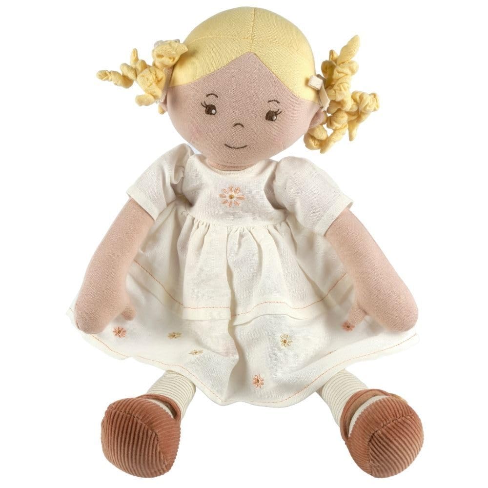 Tikiri Priscy Blonde Haired Doll in White Linen Dress with Display Box
