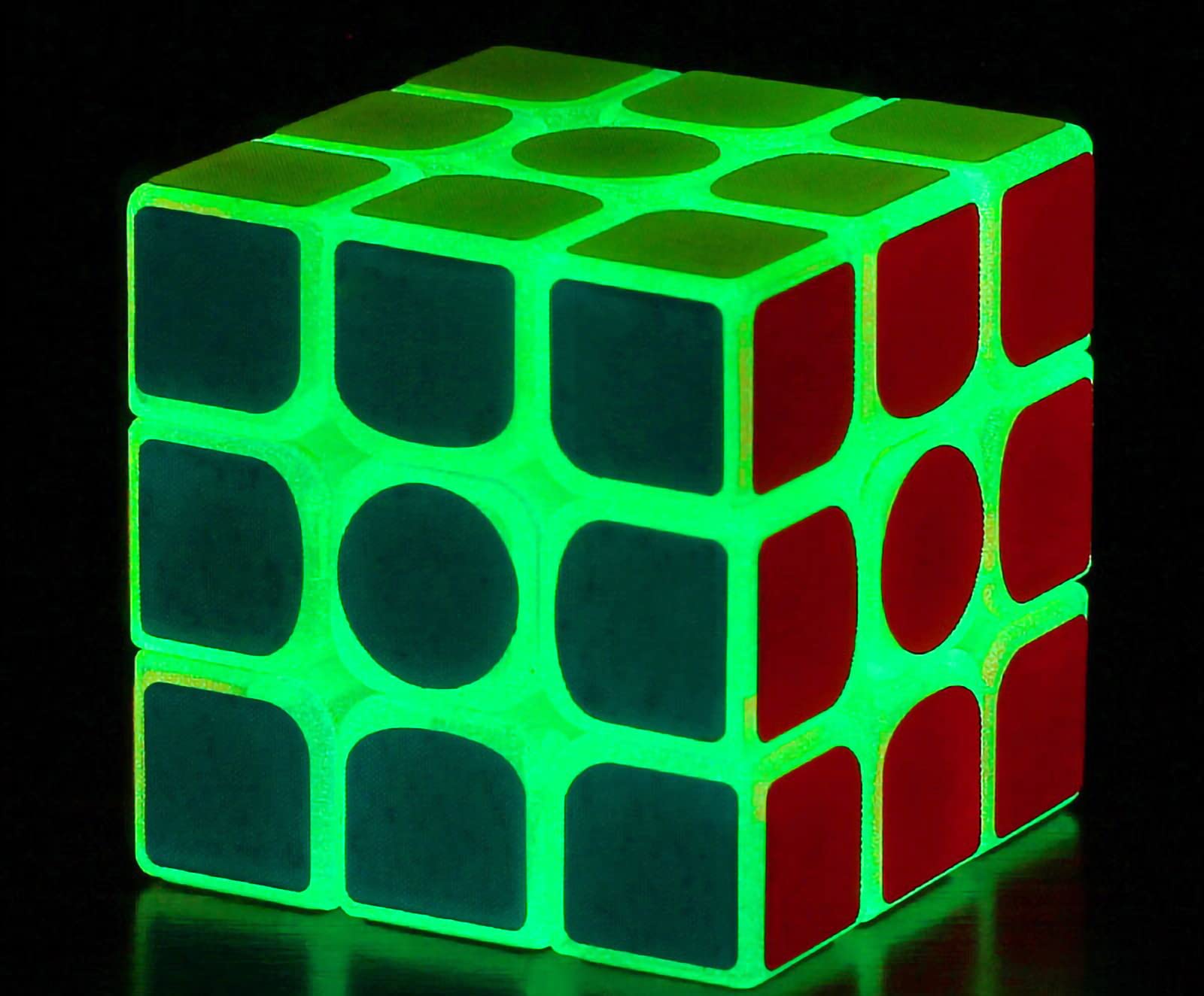 AMAZA 3x3 Fluorescent Speed Cube, Green Luminous, Plastic, Puzzle, 1 Set, 1 Piece, 1 Count, Adult