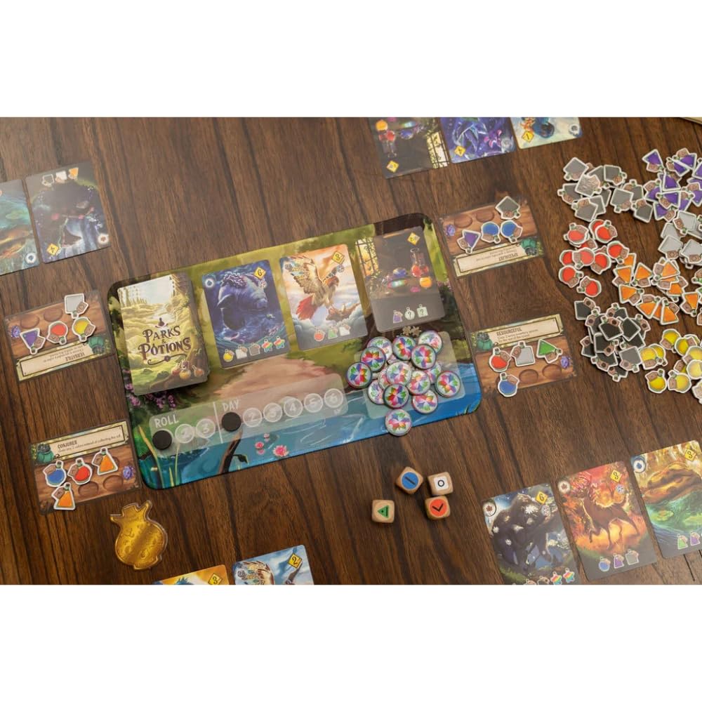 Parks & Potions Board Game - Dice Rolling, Potion Brewing & Animal Healing Strategy Game - Nature Conservation Adventure for Families, Friends