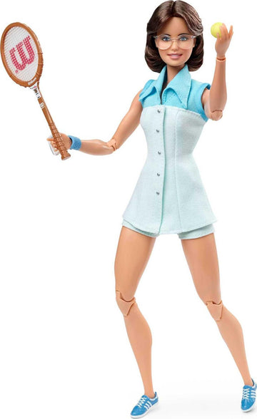 Barbie Inspiring Women Series Billie Jean King Collectible Doll, Approx. 12-in, Wearing Tennis Dress and Accessories, with Doll Stand and Certificate