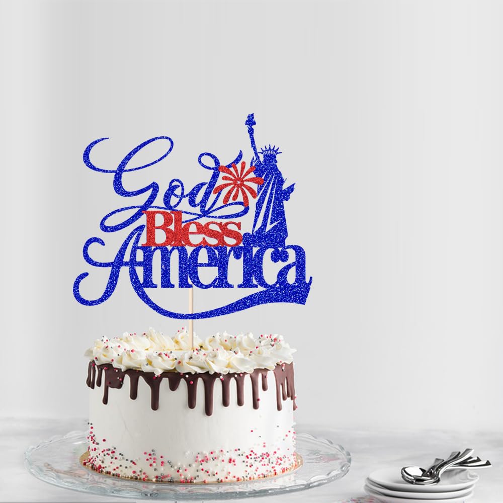 Sleyberoy God Bless America Glitter Cake Topper