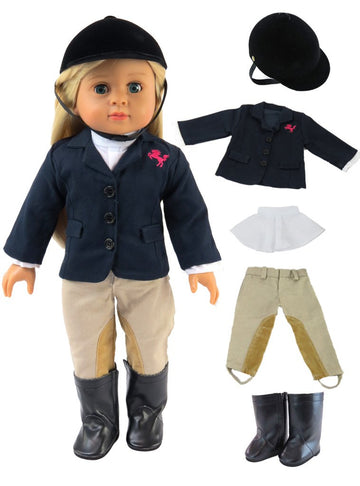 American Fashion World Riding Outfit for 18-Inch Dolls | Helmet and Boots Included | Premium Quality & Trendy Design | Dolls Clothes | Outfit Fashions