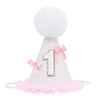 WUTKYAX Pink Bow 1st Birthday Hat - Little Princess First Birthday Decorations,White Cone Hat with Bow,Birthday Cake Smash Party Photo Props,Sweet One