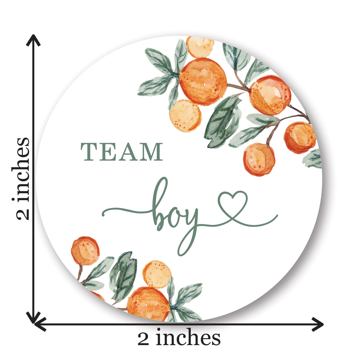 Little Cutie Orange Gender Reveal Stickers - 40 Labels (20 of Each Design)