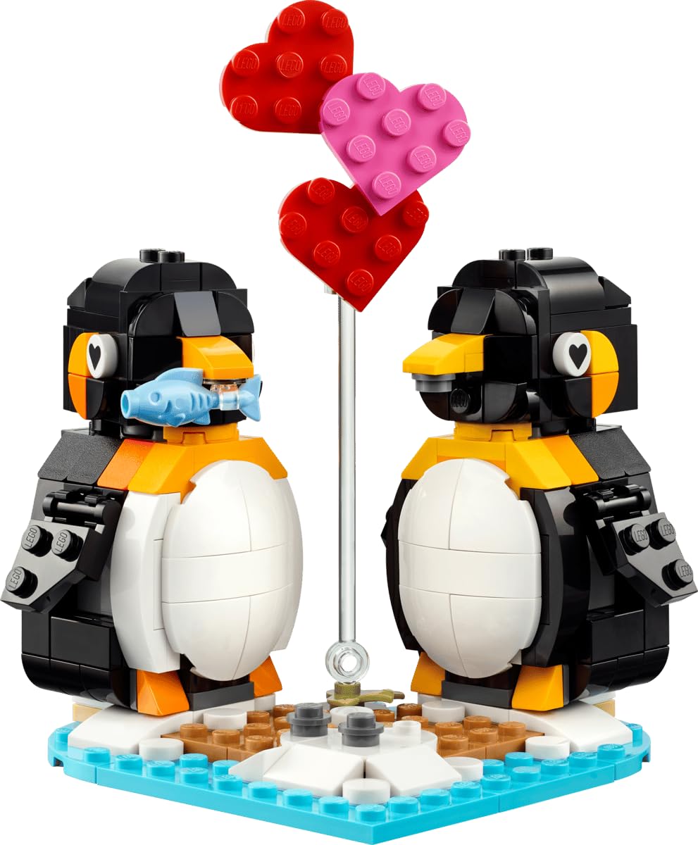 LEGO Penguins in Love Building Set - Cute Animal Display Model, Romantic Valentine’s Day Collectible, Gift for Couples Fans - 40886