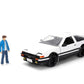 Jada Initial D 1986 Toyota Trueno - Includes Takumi Fujiwara Metal Figure - Hollywood Rides Die-cast Car with Opening Doors, 1:24 Scale, Ages 8+