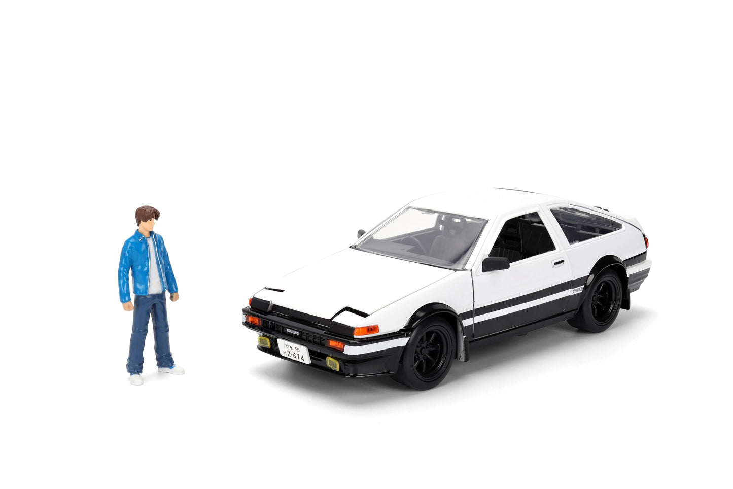 Jada Initial D 1986 Toyota Trueno - Includes Takumi Fujiwara Metal Figure - Hollywood Rides Die-cast Car with Opening Doors, 1:24 Scale, Ages 8+