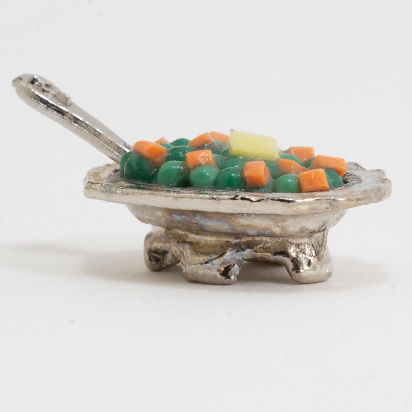 International Miniatures by Classics Dollhouse Miniature Peas and Chopped Carrots in Serving Bowl Dish with Serving Spoon