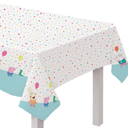 Peppa Pig Confetti Party Plastic Table Cover - 54" x 96" (1 Piece) - Vibrant Multicolor Design, Durable & Easy Clean - Perfect For Themed Parties