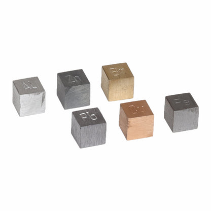 EISCO Density Cubes Set - Includes 6 Metals - Brass, Lead, Iron, Copper, Aluminum, Zinc - 0.4" (10mm) Sides - for use with Density, Specific Gravity