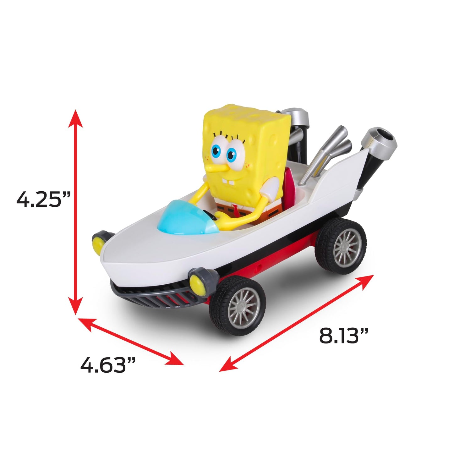Nick Kart Racers - Pull Back Spongebob Boatmobile; Straight from The Game “Nickelodeon Kart Racers 3: Slime Speedway”; No Batteries Required; Grippy