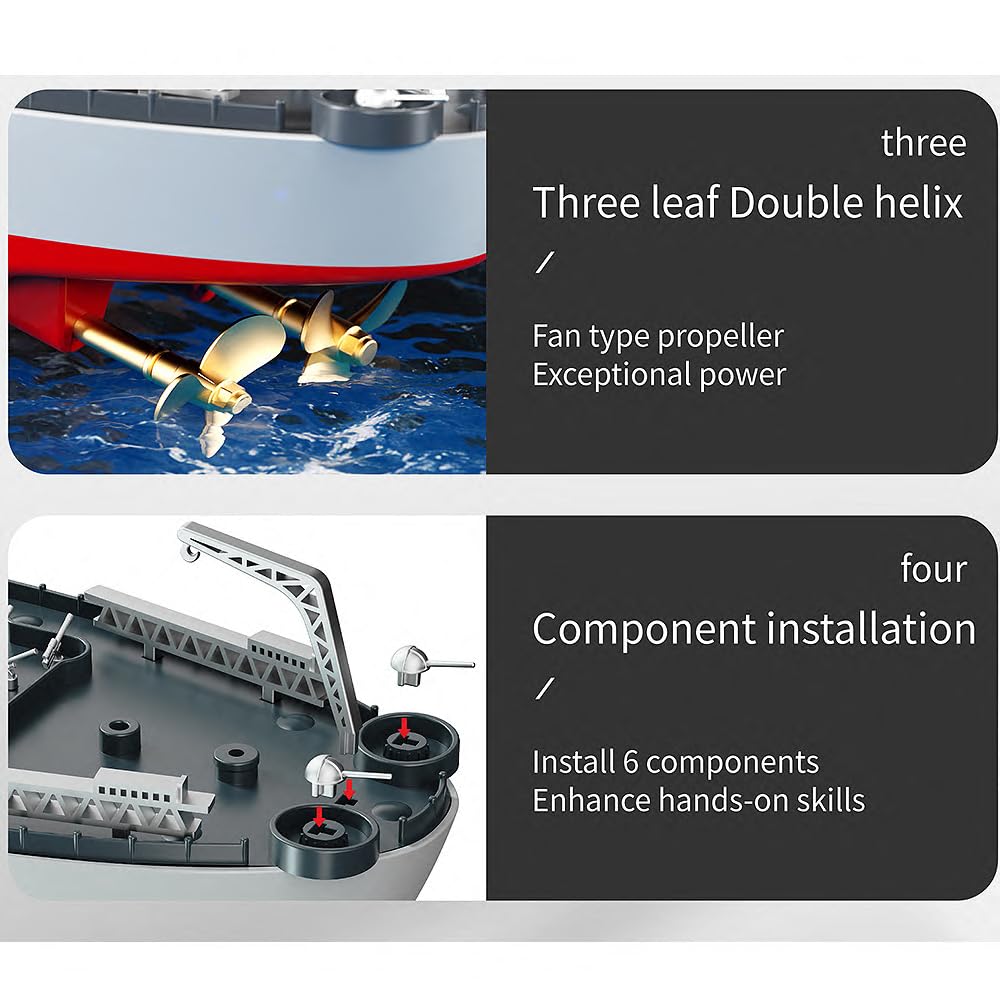 Ssccgym 23.6" Inch Remote Controlled Warship Battleship 10km/h 4WD 2.4G RC Controlled Ship 1:390 Scale On Water Lakes Pools Exhibits Models for 14Y+