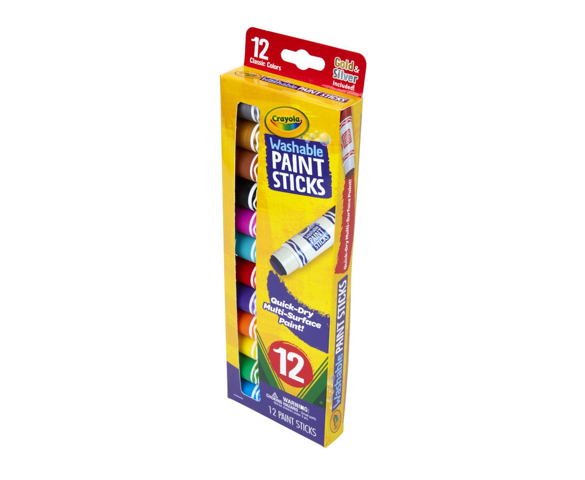 Crayola Quick Dry Paint Sticks (12ct), Washable Paint Set for Kids, School Supplies, Teacher Gifts