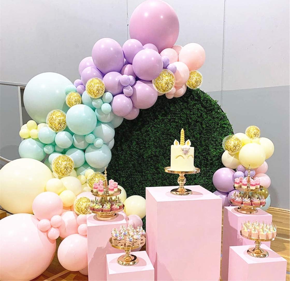 105pcs Pastel Balloons Arch Garland Kit 5" 10" 12" 18 inch Macaron Color Pastel Balloon Different Sizes and Gold Confetti Balloon Set for Easter