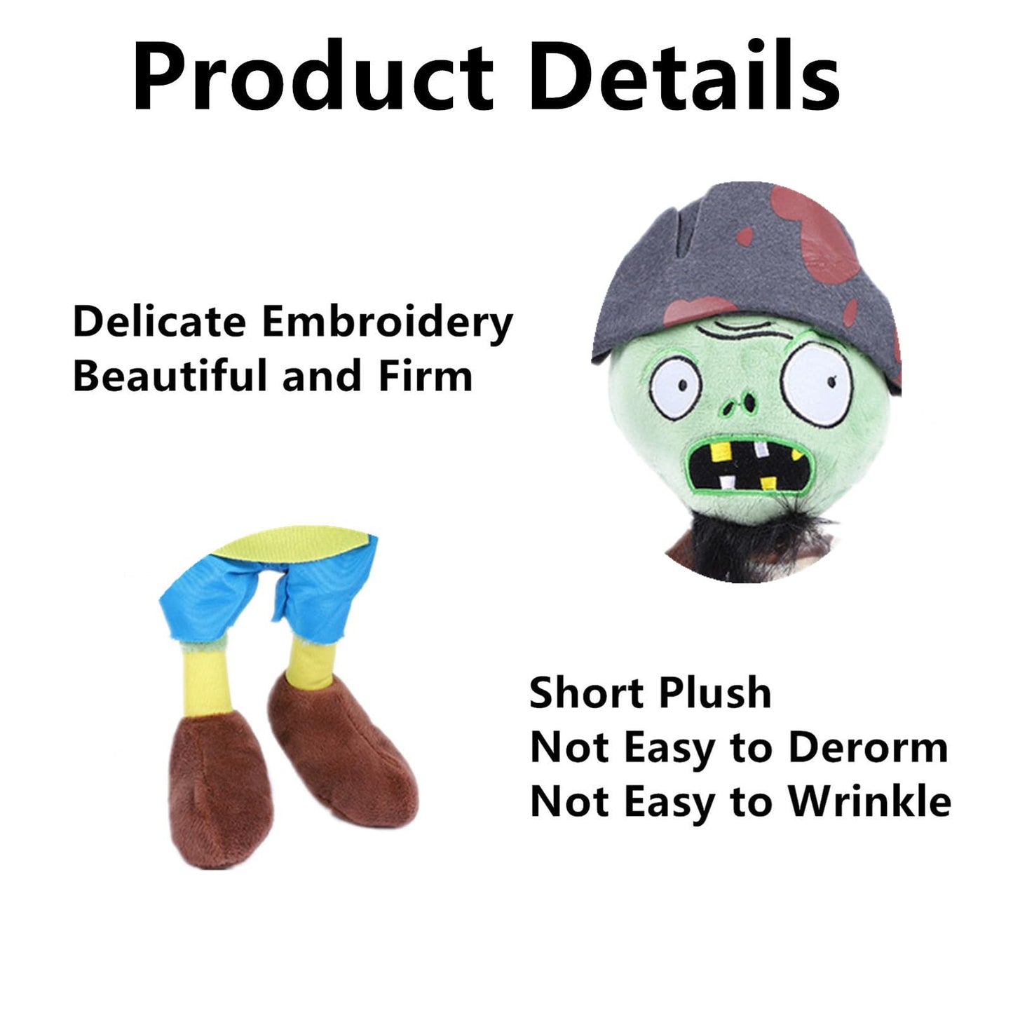 JHESAO 3 PCS Plants and Zombies Plush Zombies Sets Toy Captain Zombie, 1 2 Stuffed Soft Knight Zombie Doll, PVZ Plushies Figure Doll New