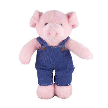 Plushland Stuffed Animal with Blue Jean Overalls Personalized Gift, Soft Coveralls Toys Great Present for Valentine Day, Graduation