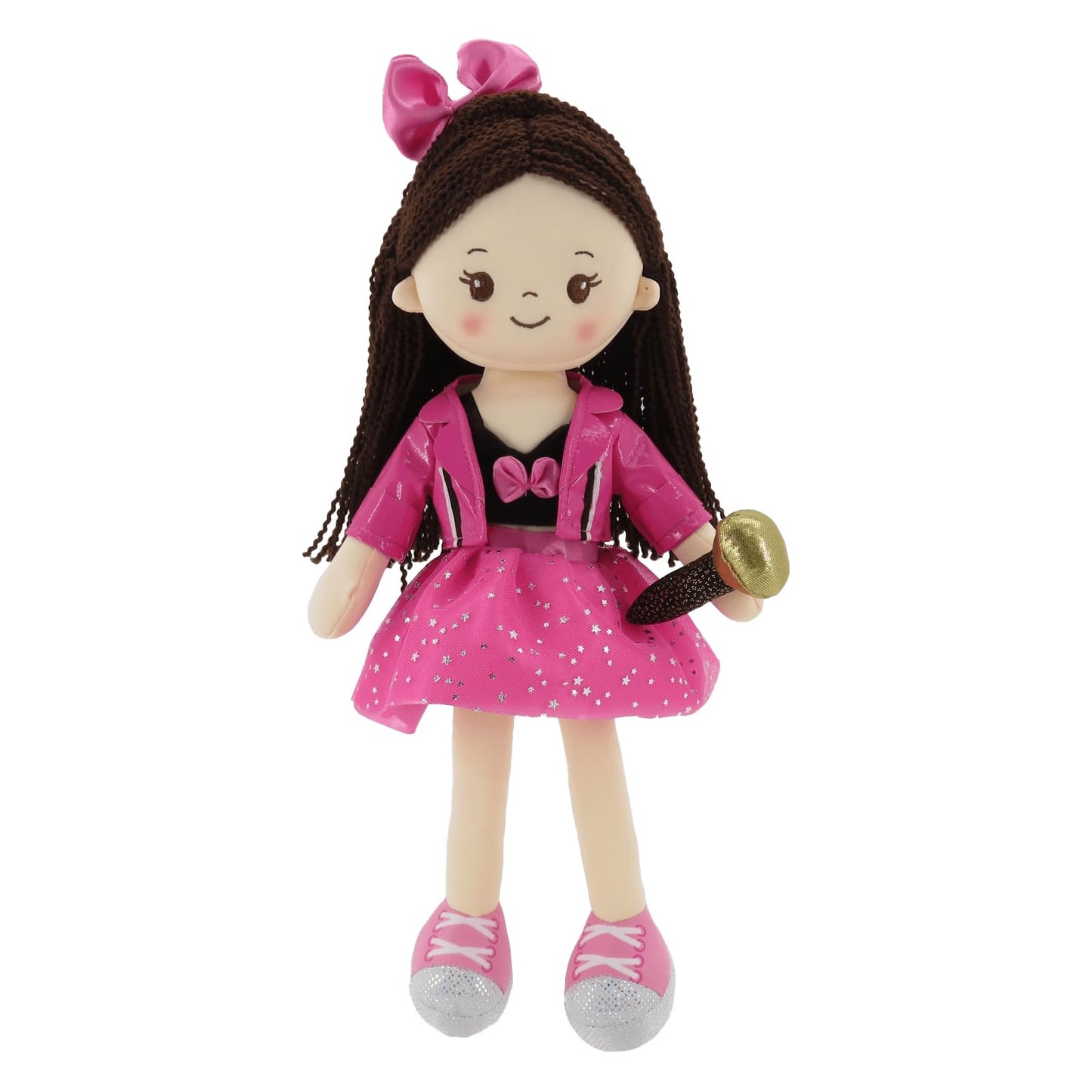 Linzy 15" Superstar Pinky Rag Doll, Soft Plush Baby Doll for Girls