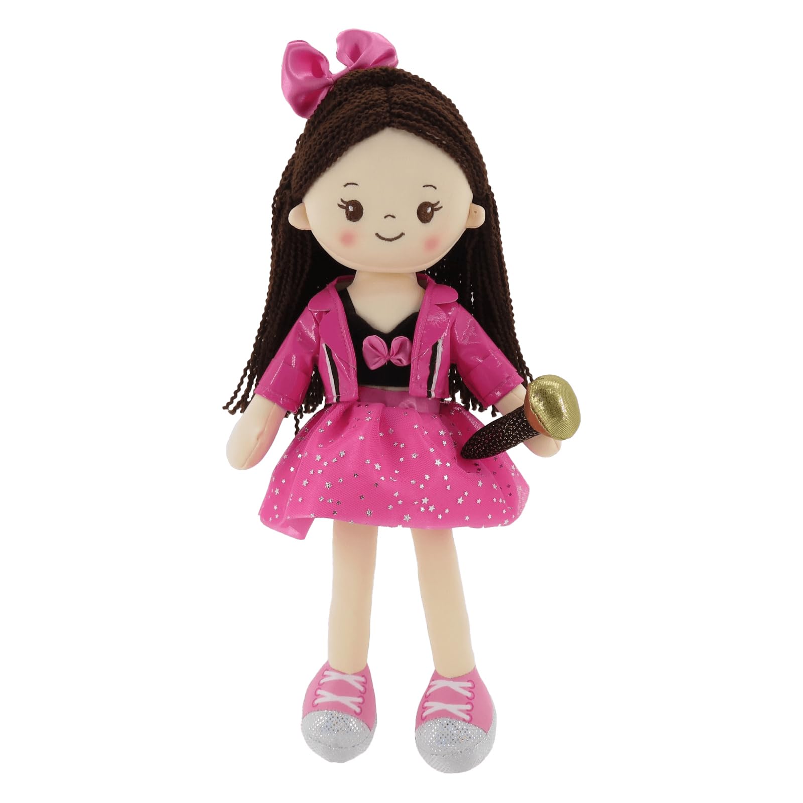 Linzy 15" Superstar Pinky Rag Doll, Soft Plush Baby Doll for Girls