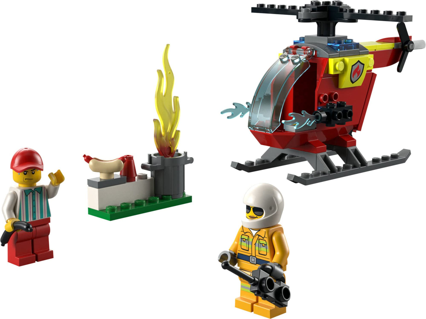 LEGO City Fire Helicopter Toy 60318 for Preschool Kids, Boys and Girls 4 Plus Years Old, with Firefighter Minifigure & Starter Brick