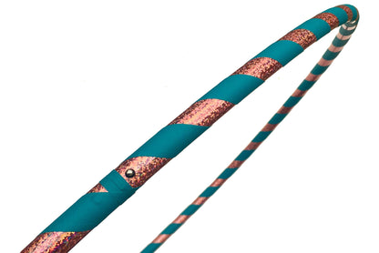 SpinMajik Kid's Hula Hoop Handmade for Fitness, Dance and Fun! Choose Your Tape Color and Child's Size (Teal & Sparkles, Medium (32"))