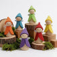 Sing2sky 6 Pcs Wooden Elf Figures, Miniature Dollhouse Accessories for Kids Ages 3+, Cute Wood Gnome Peg Dolls for Small Fairy Garden Decor