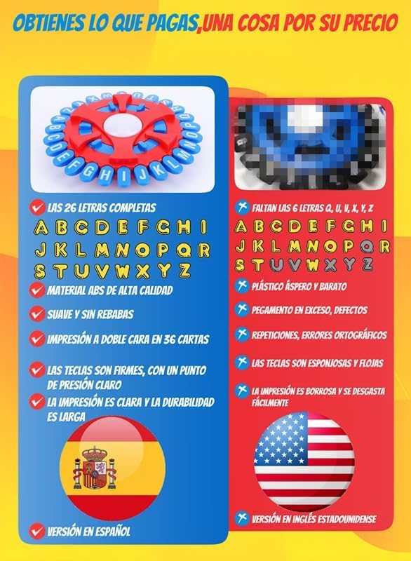 YILCER 26 Teclas Basta Juego De Mesa, Juegos De Mesa En EspañOl, Spanish Games, Quick Thinking Letter Pressing Word Game, A Great Board Game