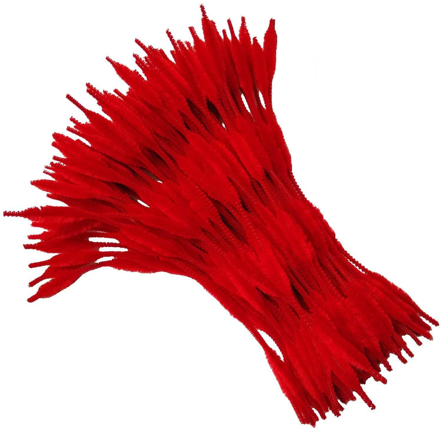 Caryko Fuzzy Bump Chenille Stems Pipe Cleaners, Pack of 100 (Red)