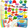 Goody King Magnetic Fishing Game Pool Party Pole Rod Net - Bathtub Outdoor Indoor Carnival Party Water Table Fish Toys Age 3-5 6 4-8 (Large)