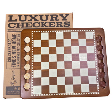 Regal Games Luxury Checkers Board Game for Adults & Kids - Classic Wooden Board Game Set with 24 Checkers Pieces - Travel and Portable Table Games