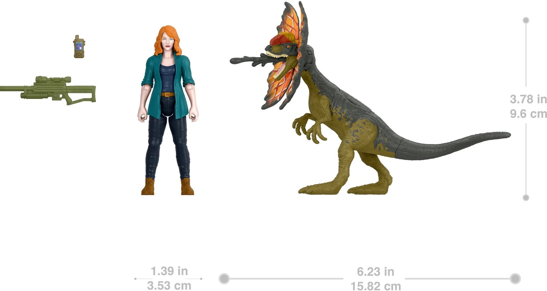 Mattel Jurassic World Dominion Human and Dino Pack, Claire & Dilophosaurus Action Figure Toys and Accessories