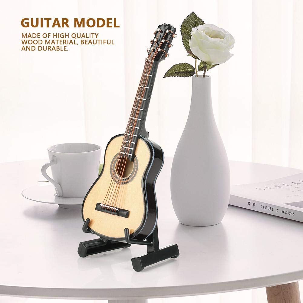 Miniature Guitar Model Decor, Miniature Wooden Guitar Model Display Mini Musical Ornaments Craft Home Decor for Dollhouse Accessories Model Home