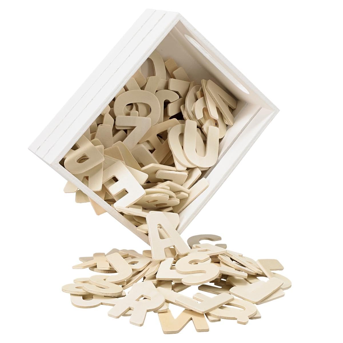 Hampton Art Little Crate of Wood Letters 153 Piece Set, Unfinished Wooden Letters for Crafts and Home Decor Signs, Paint and Stain Ready, Includes