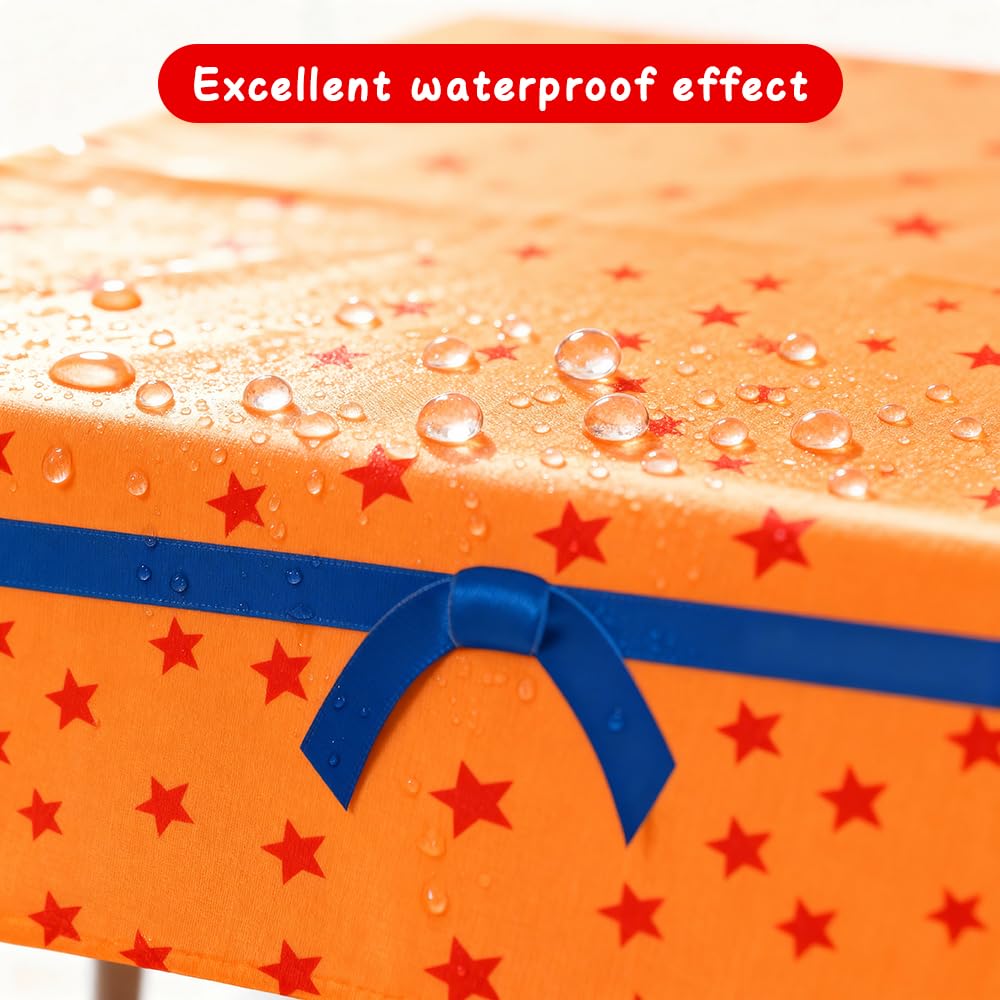 BEHKNQTW 6 Pcs Anime Theme Tablecloth 108 x 54 Inches Orange and Red Stars Party Tablecloth Disposable Table Covers for Cosplay Birthdays, Vedio Game