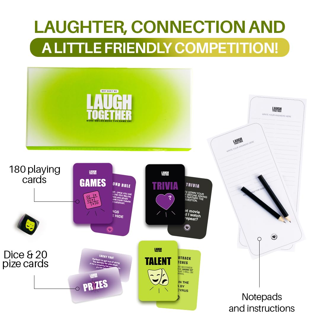 Why Don’t We Laugh Together? - Card Games for Couples with 200 Cards: Talents, Games, Trivia | Fun Date Night Game for 2 Players | Couples Board Games