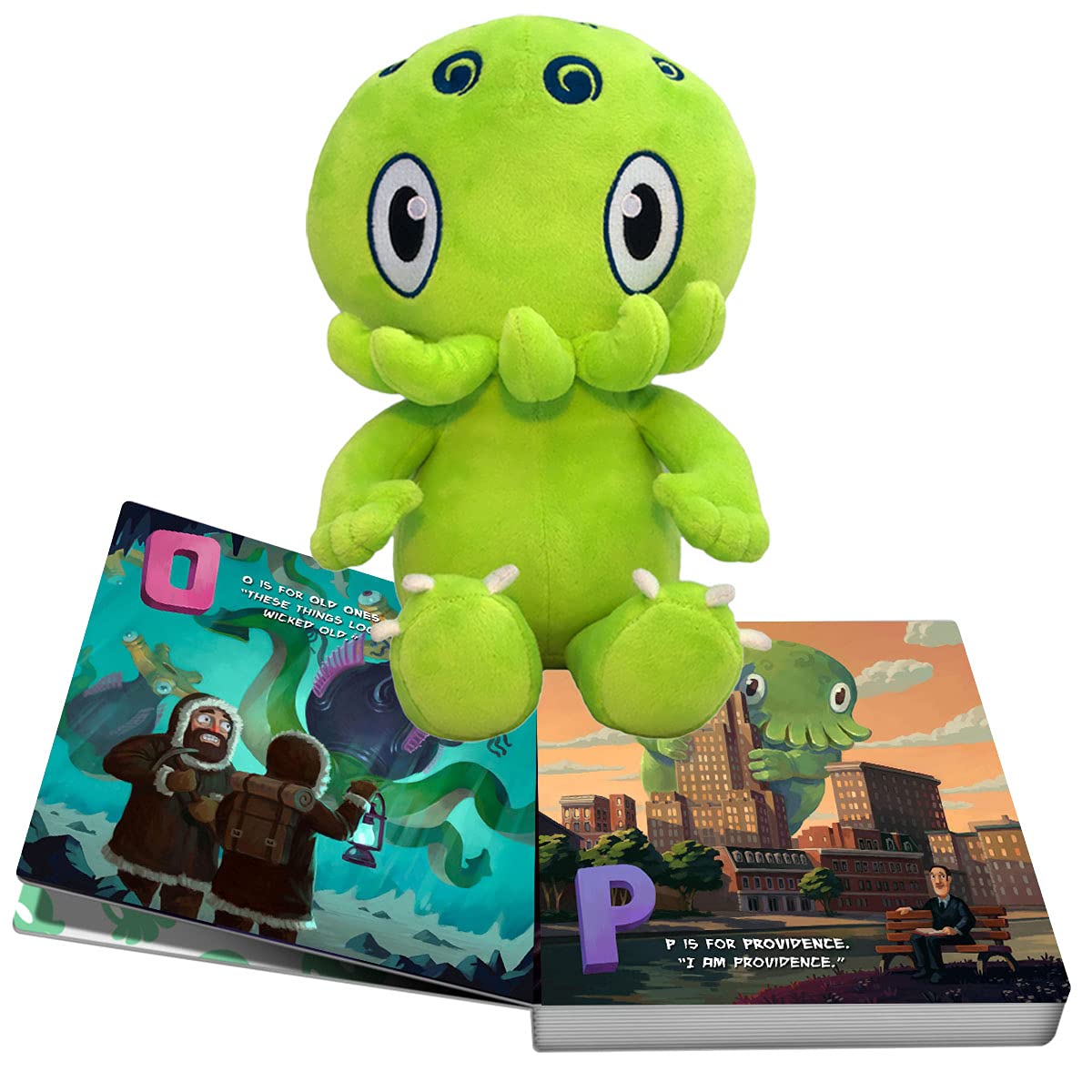 C is for Cthulhu Board Book & Green Plush Bundle (Baby Plush, 6 inches)
