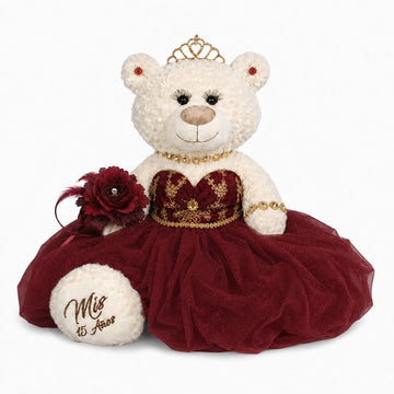 KINNEX COLLECTIONS SINCE 1997 20" Quince Anos Quinceanera Last Doll Teddy Bear with Dress (Centerpiece) ~ ARC16831-7 (Burgundy)