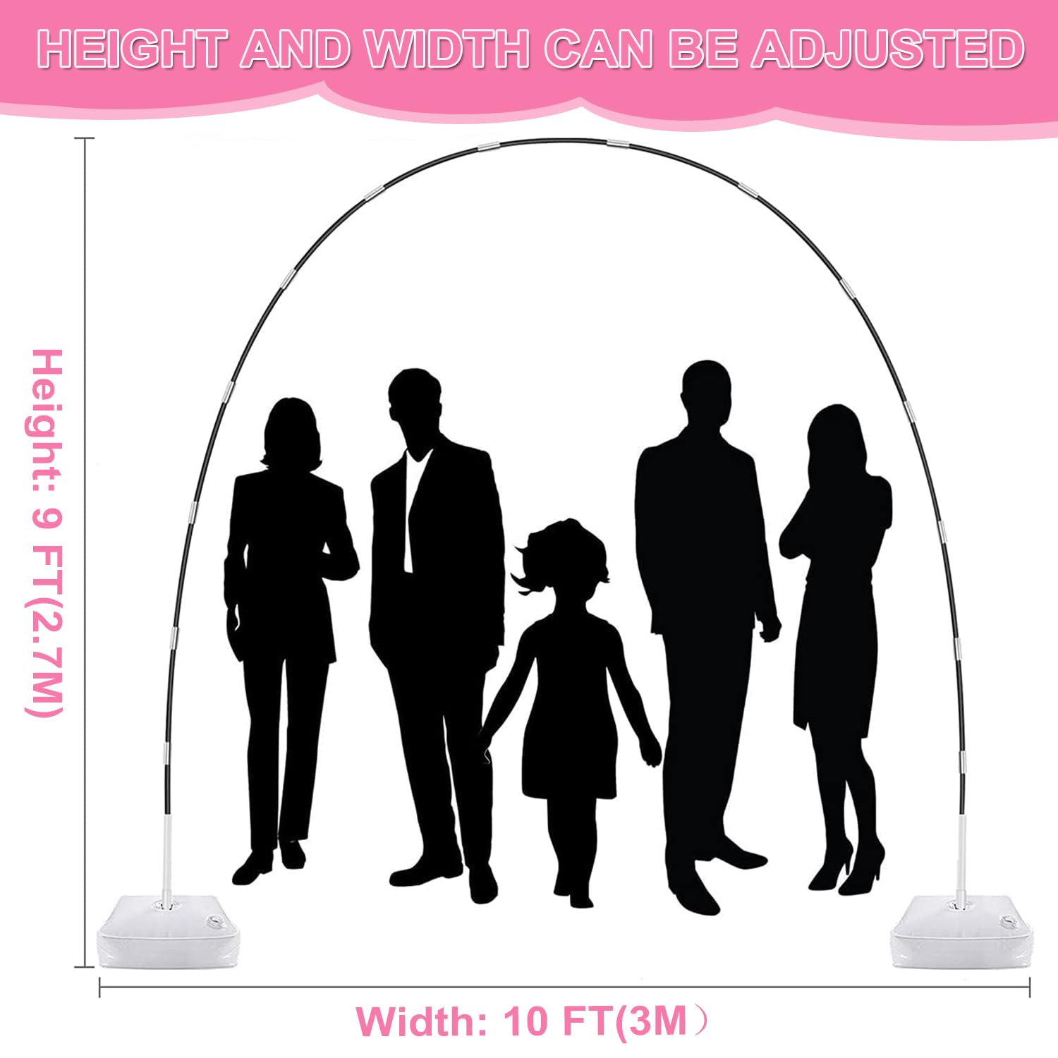Balloon Arch Kit and Balloon Pump, 9Ft Tall & 10Ft Wide Adjustable Balloon Arch Stand with Water Base, Electric Pump, Balloons and Accessories