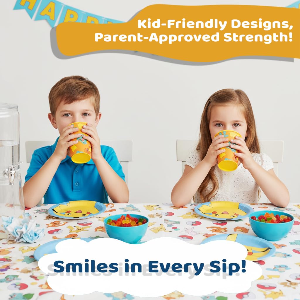 Unique Pokémon 12 Pack 16 oz Plastic Reusable Favor Cups - Birthday Party Supplies, Goodie Bag Favors, Kids’ Drinkware & Take-Home Gifts