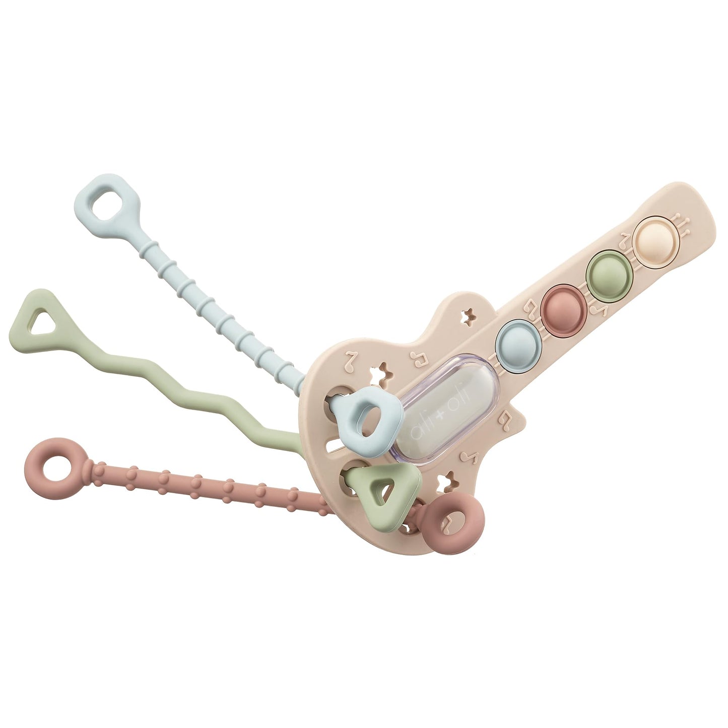 Ali+Oli Baby Guitar Pop Activity Toy - Silicone Sensory Pop Toy with Textured Teething Handles, Interactive Popping Buttons, Fine Motor Skill Toy