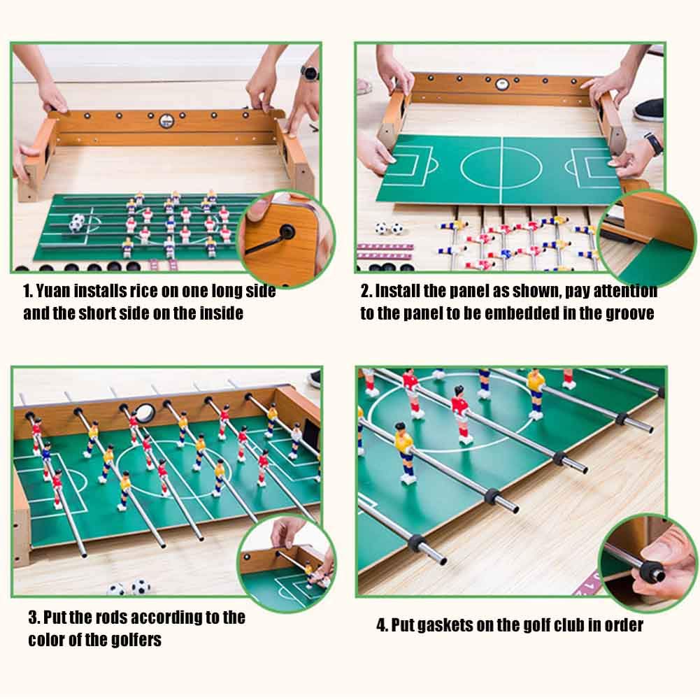 14 Inch Foosball Table, Wooden Soccer Game Tabletop, Mini Indoor Table Soccer Set for Game Rooms, Parties, Family Night
