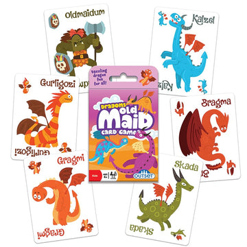 Outset Media Dragons Old Maid Card Game - The Classic Game of Old Maid with Dragons Featured on 37 Over-Sized Cards for 2 to 4 Players Ages 4 and up